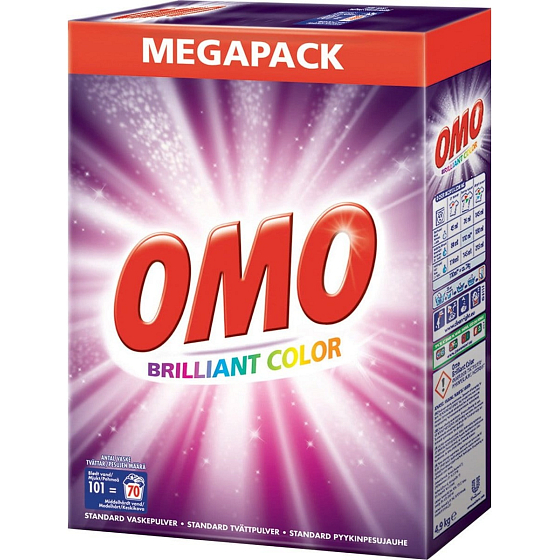 Omo Brilliant Color prášek na praní, barevné prádlo 70 dávek 4,9 kg