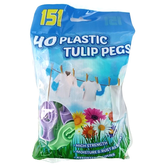 Klamry Tulipany na prádlo plastové 40 kusů
