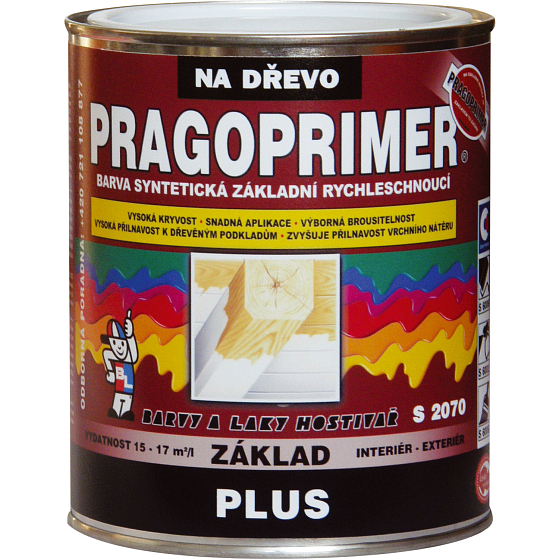 Pragoprimer Plus S 2070 podkładowa farba do drewna, 0100 biały, 600 ml