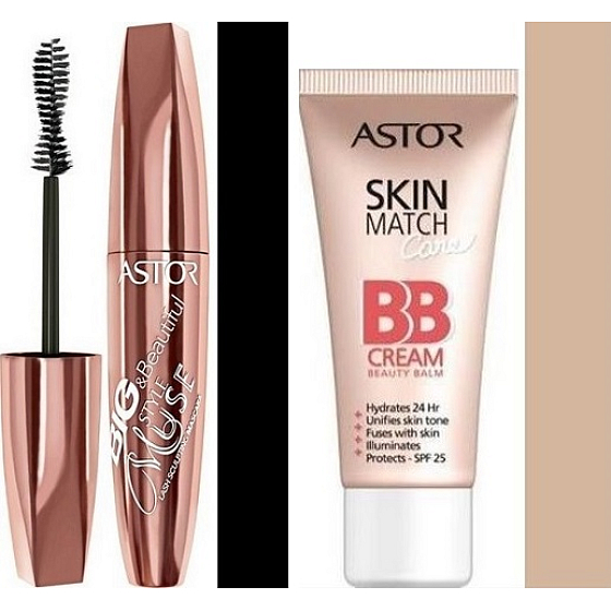 Astor Big & Beautiful Style Muse řasenka 800 Black 12 ml + Astor SkinMatch Care 5v1 SPF25 BB krém 100 Ivory 30 ml