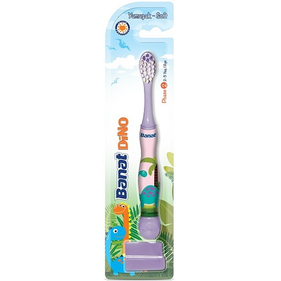 Banat Dino Soft miękki szczoteczka do zębów dla dzieci 2-5 lat