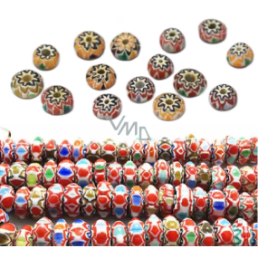 Starożytne szkło ręcznie wytwarzane z Nepalu koralik tęczowy dysk 8 mm 1 sztuka