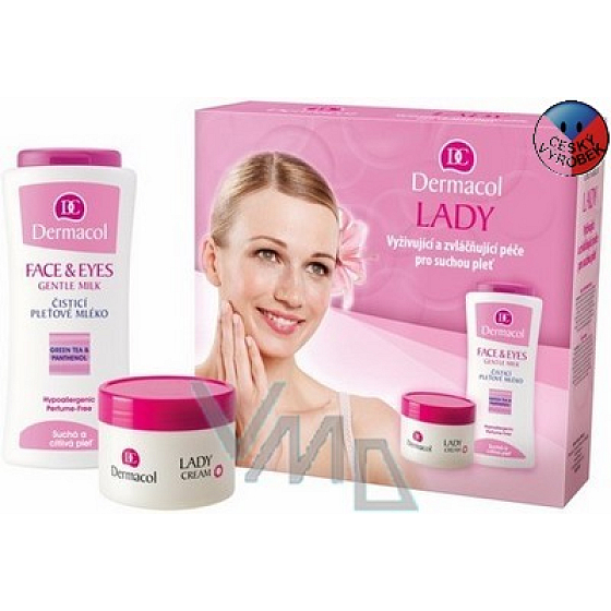 Dermacol Lady čisticí pleťové mléko 200 ml + denní krém 50 ml, kosmetická sada