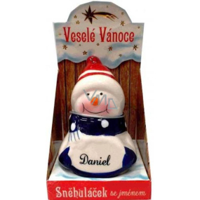 Nekupto Sněhuláček se jménem Daniel Vánoční dekorace rozměr 8 cm