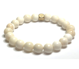 Bransoletka z kości słoniowej, elastyczna, z naturalnej kości słoniowej, koralik 8 mm / 16 - 17 cm