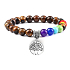 Bransoletka czakrowa Drzewo Życia + Drewno, skórzana, elastyczna, koralik 8 mm / 16 - 17 cm