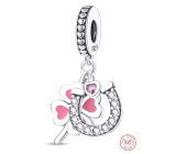 Zawieszka ze srebra próby 925, koniczynka, serce, 3w1 charms do bransoletki