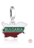 Charm Sterlingové stříbro 925 Bulharsko vlajka - houpající se mapa, přívěsek na náramek cestování