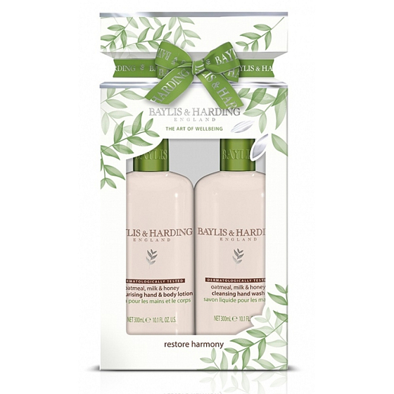 Baylis & Harding Ovesné vločky, Mléko, Med tekuté mýdlo na ruce 300 ml + mléko na ruce a tělo 300 ml, kosmetická sada