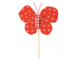 Motyl materiałowy z zapięciem 8 cm + patyczki w kropki