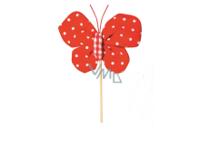 Motyl materiałowy z zapięciem 8 cm + patyczki w kropki