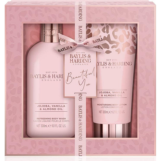 Baylis & Harding Jojoba, Vanilka a Mandlový olej mycí gel 300 ml + tělové mléko 200 ml, kosmetická sada