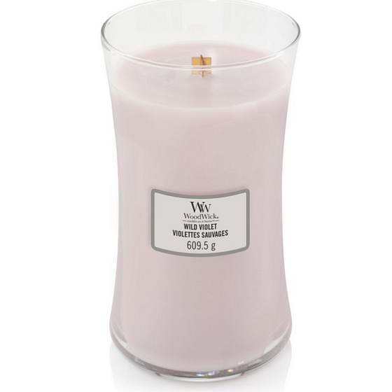 WoodWick Wild Violet - Divoká fialka vonná svíčka s dřevěným knotem a víčkem sklo velká 609,5 g