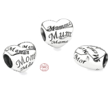 Charm Srebrne 925 Serce mama - symbol macierzyństwa i miłości rodzinnej, koralik na bransoletkę rodzina