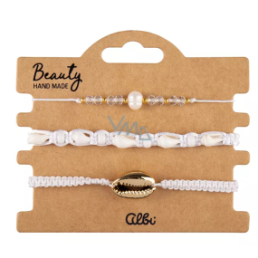 Albi Kauri muszle złote ramki, regulowany rozmiar, zestaw 3 sztuk