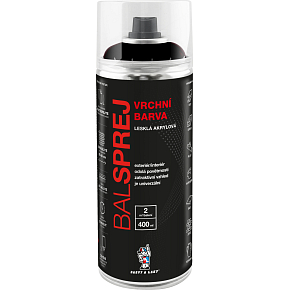BALSPREJ górna uniwersalna farba akrylowa w sprayu, RAL 9005 czarny połysk, 400 ml