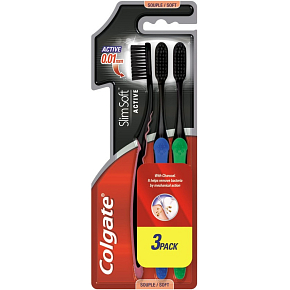 Colgate Slim Soft Charcoal szczoteczka do zębów 3-pack