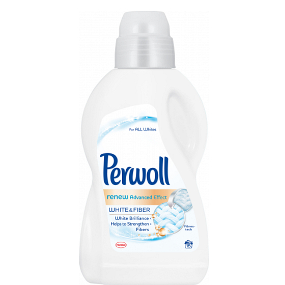 Perwoll White & Fibe prací gel na bílé prádlo, smíšené a syntetické textilie 15 dávek 0,9 l