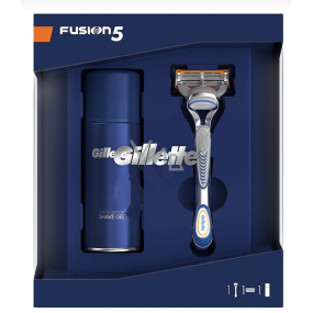 Gillette Fusion5 holicí strojek pro muže + Ultra Sensitive hydratační gel na holení 75 ml, kosmetická sada, pro muže