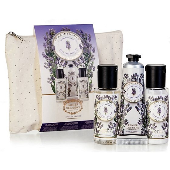 Panier des Sens Levandule sprchový gel 50 ml + tělové mléko 50 ml + krém na ruce 30 ml, cestovní kosmetická sada