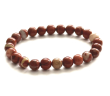Jaspś czerwony bransoletka elastyczna naturalny kamień, kuleczka 8 mm / 16 - 17 cm, kamień pełny