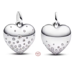 Charm Sterlingové stříbro 925 Srdce poseté zirkony, symbol lásky a elegance, přívěsek na náramek láska