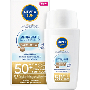 Nivea Sun Ultra Light Daily Fluid tonujący krem do opalania o średnim odcieniu OF50+, 40 ml