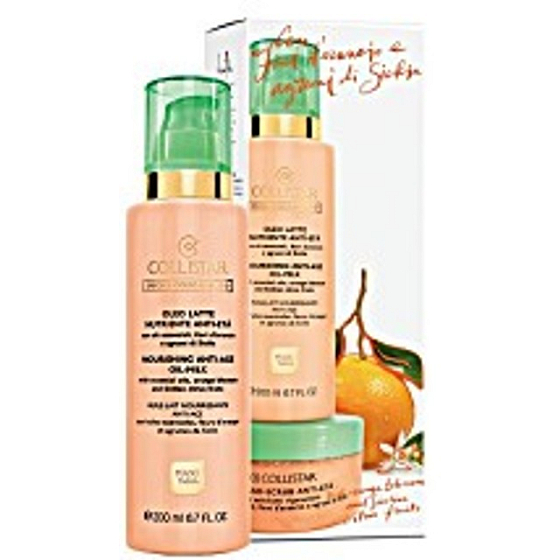 Collistar Nourishing Anti Age Oil Milk vyživující olejové mléko proti stárnutí 200 ml + Collistar Talasso Scrub Anti Eta peeling na tělo proti stárnutí pokožky 150 ml, kosmetická sada