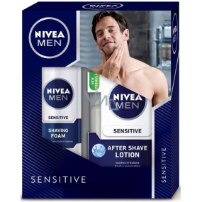 Nivea Men Sensitive pěna na holení 200 ml + voda po holení 100 ml, kosmetická sada
