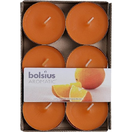 Bolsius Aromatic Maxi Juicy Orange - Pomeranč vonné čajové svíčky 6 kusů, doba hoření 8 hodin