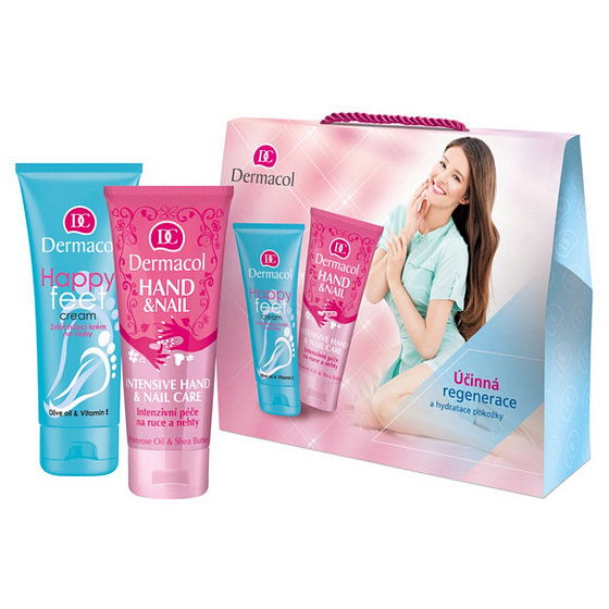 Dermacol Happy Feet krém na nohy 100 ml + krém ruce a nehty 100 ml, kosmetická sada