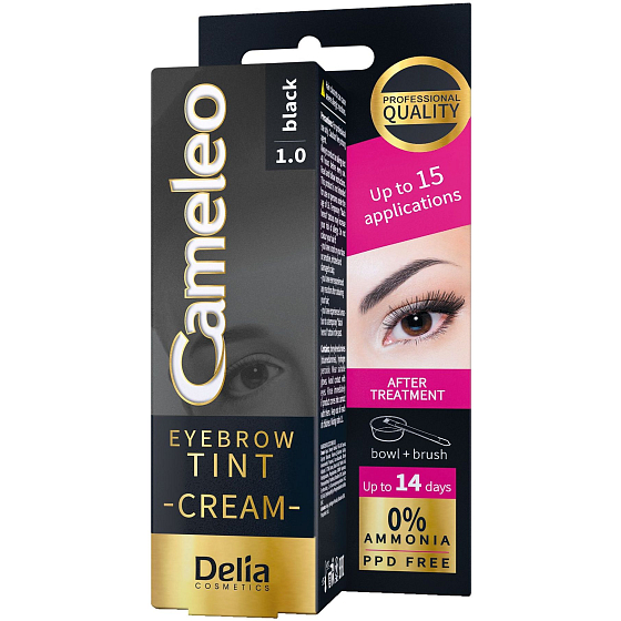 Delia Cosmetics Cameleo Krémová profesionální barva na obočí, bez amoniaku 1.0 Black 15 ml
