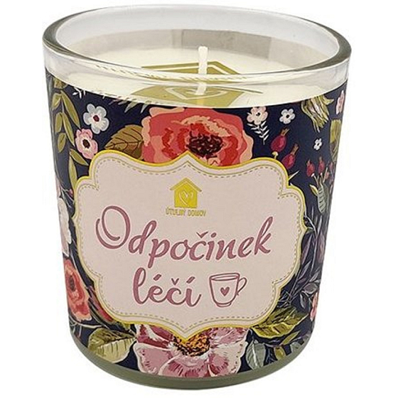 Nekupto Útulný domov Odpočinek léčí dárková vonná svíčka ve skle 9 x 9,5 cm