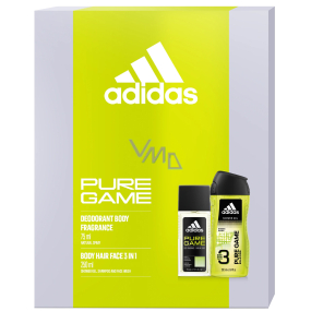 Adidas Pure Game dezodorant w szkle 75 ml + żel pod prysznic 250 ml, zestaw kosmetyków dla mężczyzn