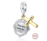 Zawieszka ze srebra próby 925  Złota myśl Mateusza 6:34, 2w1 charms do bransoletki