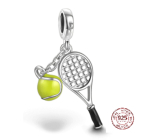 Charm Srebrny 925 Rakieta tenisowa, żółta piłka, 2w1 zawieszka na bransoletkę sport