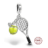 Charm Srebrny 925 Rakieta tenisowa, żółta piłka, 2w1 zawieszka na bransoletkę sport
