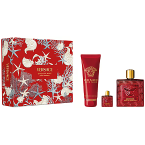 Versace Eros Flame woda perfumowana 100 ml + żel pod prysznic 150 ml + woda perfumowana 5 ml, zestaw prezentowy dla mężczyzn