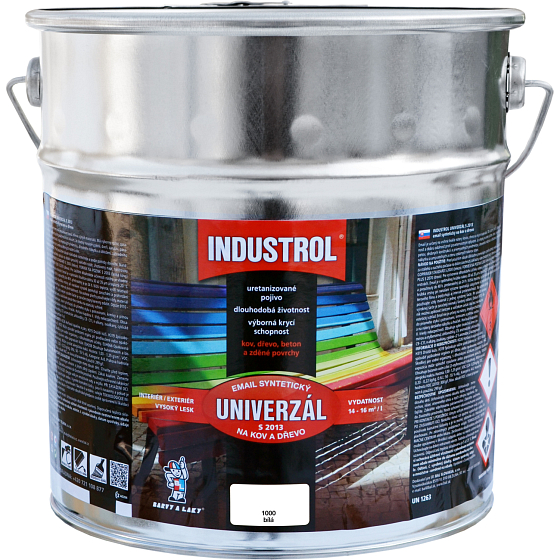 Industrol S2013 uniwersalny połysk farba na metal i drewno, 1000 biały, 9 l