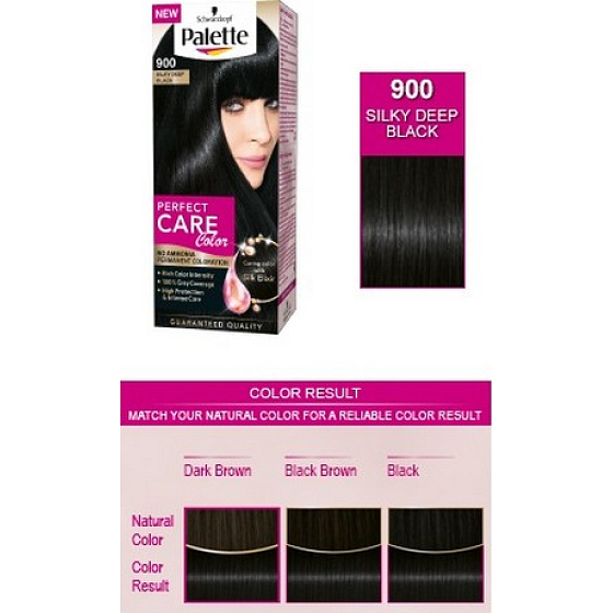 Schwarzkopf Palette Perfect Color Care barva na vlasy 900 Hedvábný sytě černý