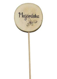 Bohemia Gifts Drewniany zapich do ziół z nadrukiem - Majeranek średnica koleczka to 5 - 8 cm