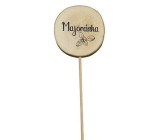 Bohemia Gifts Drewniany zapich do ziół z nadrukiem - Majeranek średnica koleczka to 5 - 8 cm