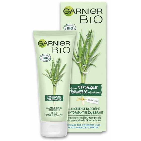 Garnier Bio Fresh Lemongrass Organický olej z citronové trávy a aloe vera vyvažující hydratační krém pro normální až smíšenou pleť 50 ml