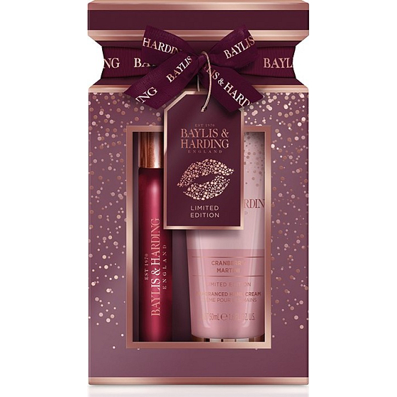 Baylis & Harding Brusinkové Martini parfémovaná voda 12 ml rollerball + krém na ruce 50 ml, dárková sada