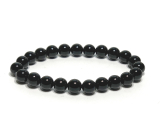 Onyx czarny bransoletka elastyczna naturalny kamień, kuleczka 8 mm / 16 - 17 cm, kamień żywotny szary