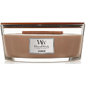 WoodWick Cashmere - Kašmír vonná svíčka s dřevěným širokým knotem a víčkem loď 453 g