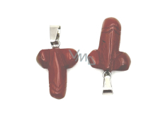 Jaspis czerwony Penis pro szczęście, przywieszek naturalny kamień ręcznie szlifowany cca 11 x 22 mm, kamień pełnej pieczy