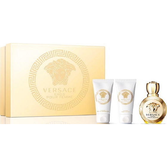 Versace Eros pour Femme parfémovaná voda pro ženy 50 ml + tělové mléko 50 ml + sprchový gel 50 ml, dárková sada