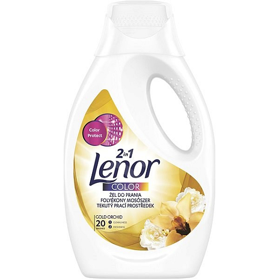 Lenor Gold Orchid Color vůně vanilky, mimózy, růží a broskví 2v1 tekutý prací gel na barevné prádlo 20 dávek, 1,1 l
