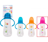 First Steps Feeding Bottle 0+ butelka dla niemowląt czarna z uchwytami Sowa różowa 250 ml